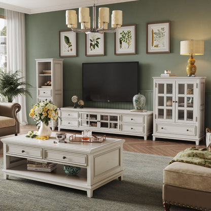 Meuble console TV en bois massif Leonardo Classic Country