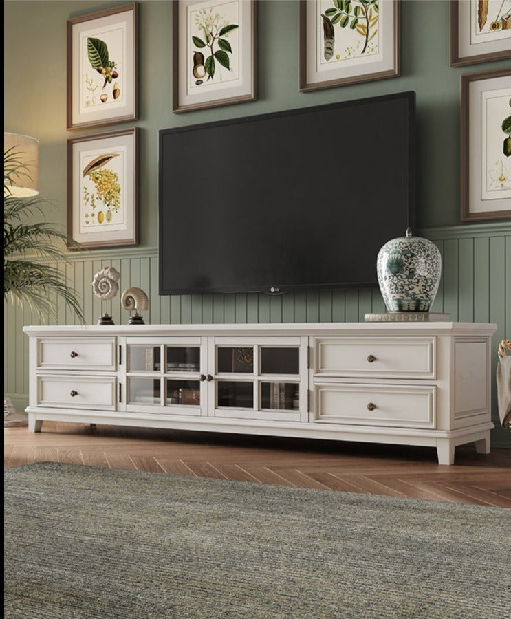 Meuble console TV en bois massif Leonardo Classic Country
