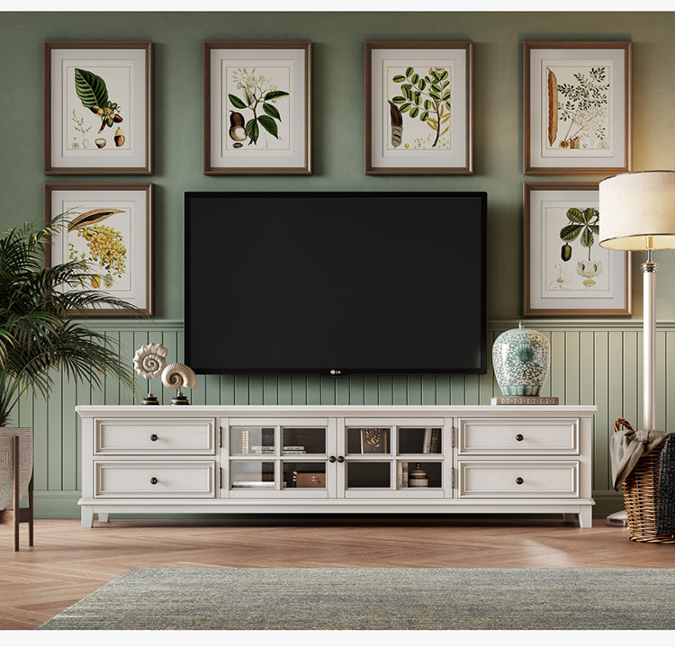 Meuble console TV en bois massif Leonardo Classic Country