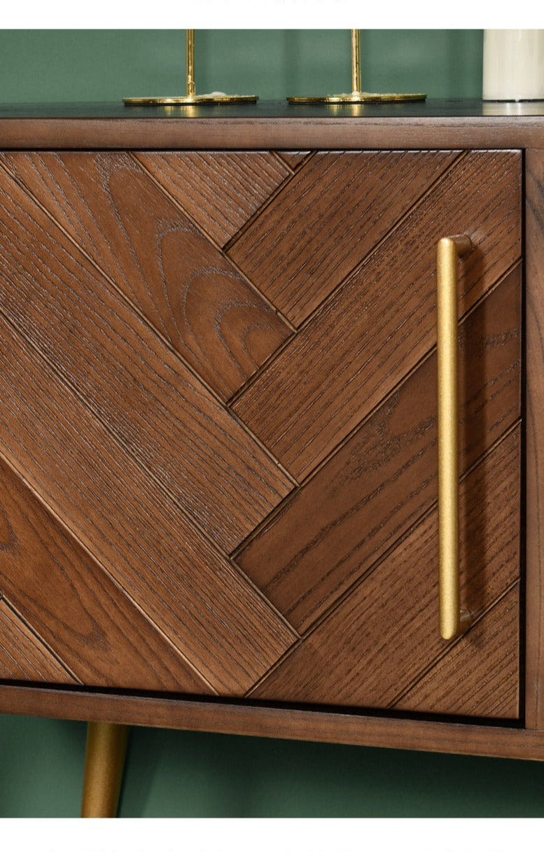 Meuble TV LILAH à chevrons en bois massif de frêne américain 