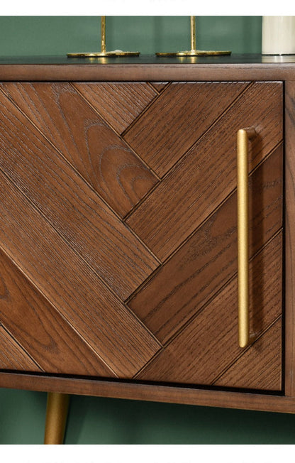 Meuble TV LILAH à chevrons en bois massif de frêne américain 