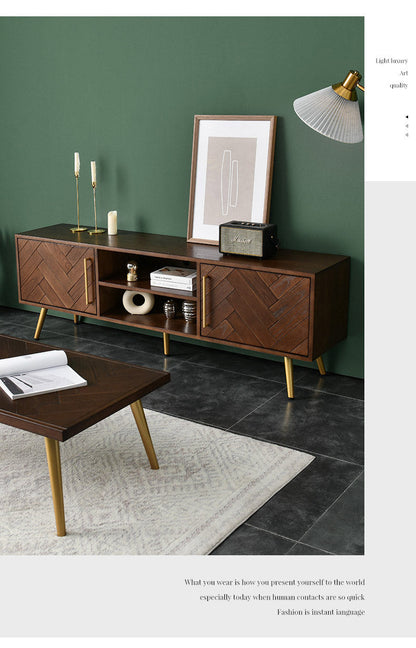 Meuble TV LILAH à chevrons en bois massif de frêne américain 