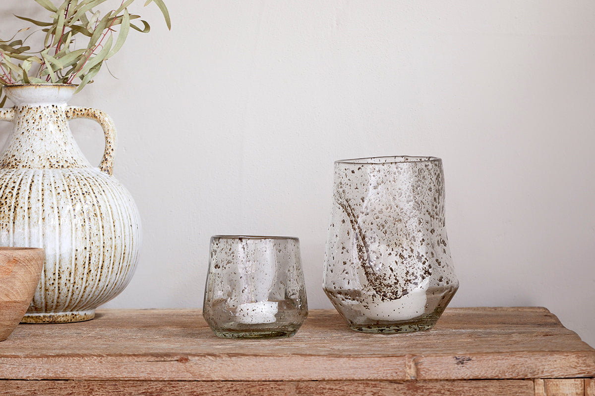 Photophore en verre recyclé Linora - Transparent