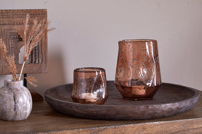 Photophore en verre recyclé Linora - Terre cuite