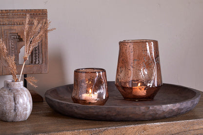 Photophore en verre recyclé Linora - Terre cuite