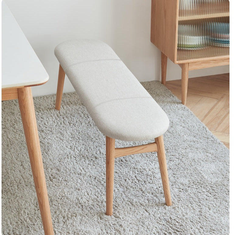 Banc en bois massif LYRIC BELAIR en chêne nordique avec coussin lavable en tissu 