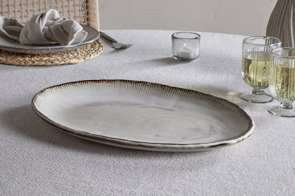 Grand plat ovale Malia - Crème