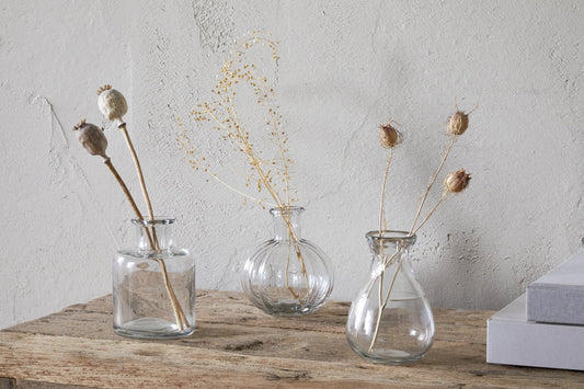 Vases à bourgeons en verre recyclé Mayumi - Transparent (lot de 3)