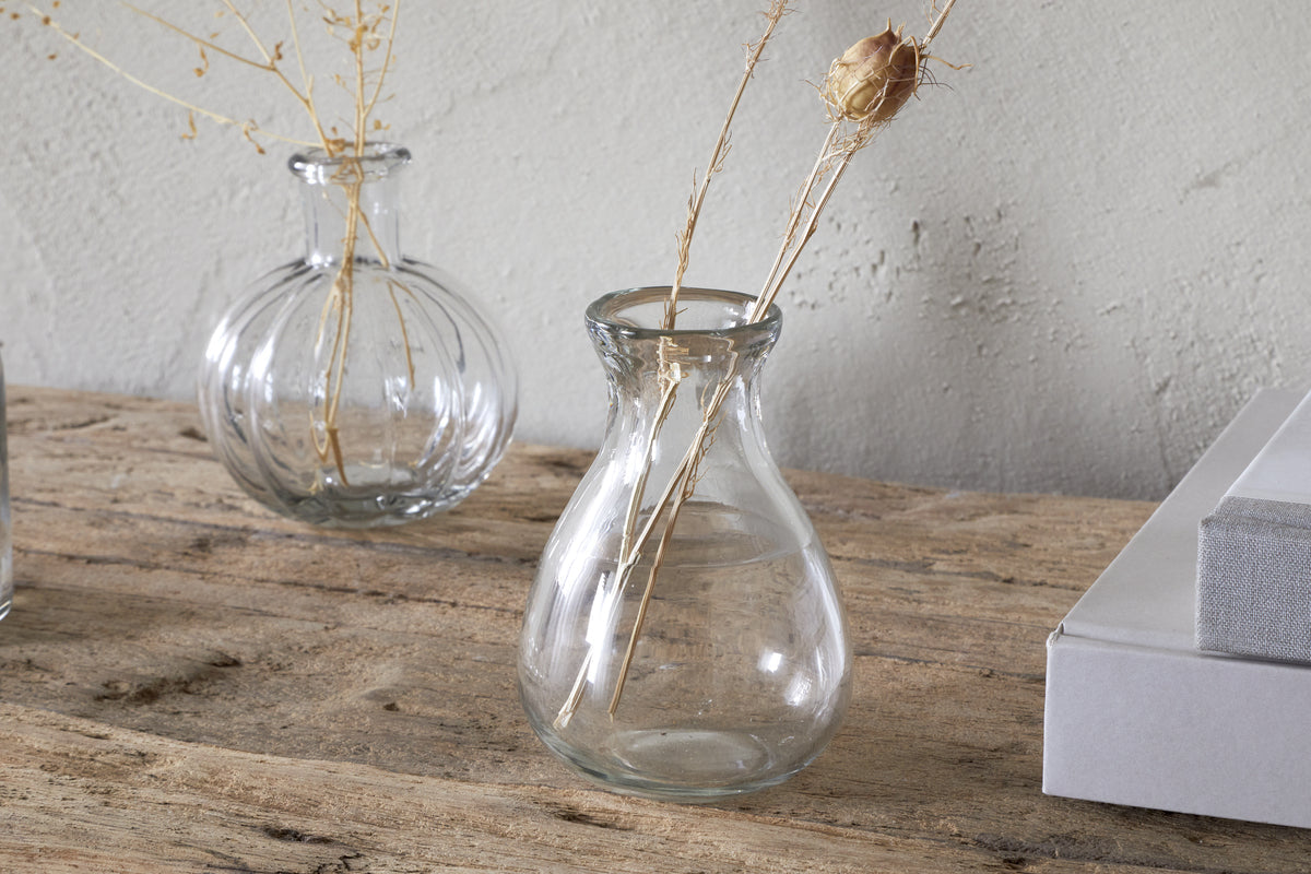 Vases à bourgeons en verre recyclé Mayumi - Transparent (lot de 3)