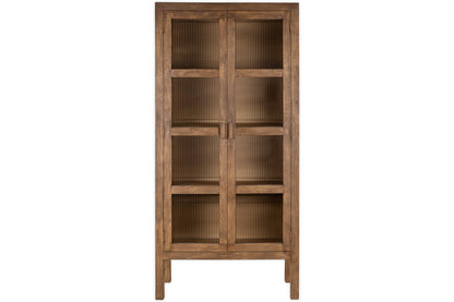 Armoire en bois de manguier Mendani et verre cannelé - Teinte noyer