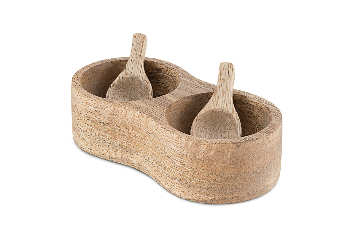 Serviteur à sel et poivre en bois de manguier Milaku - Naturel
