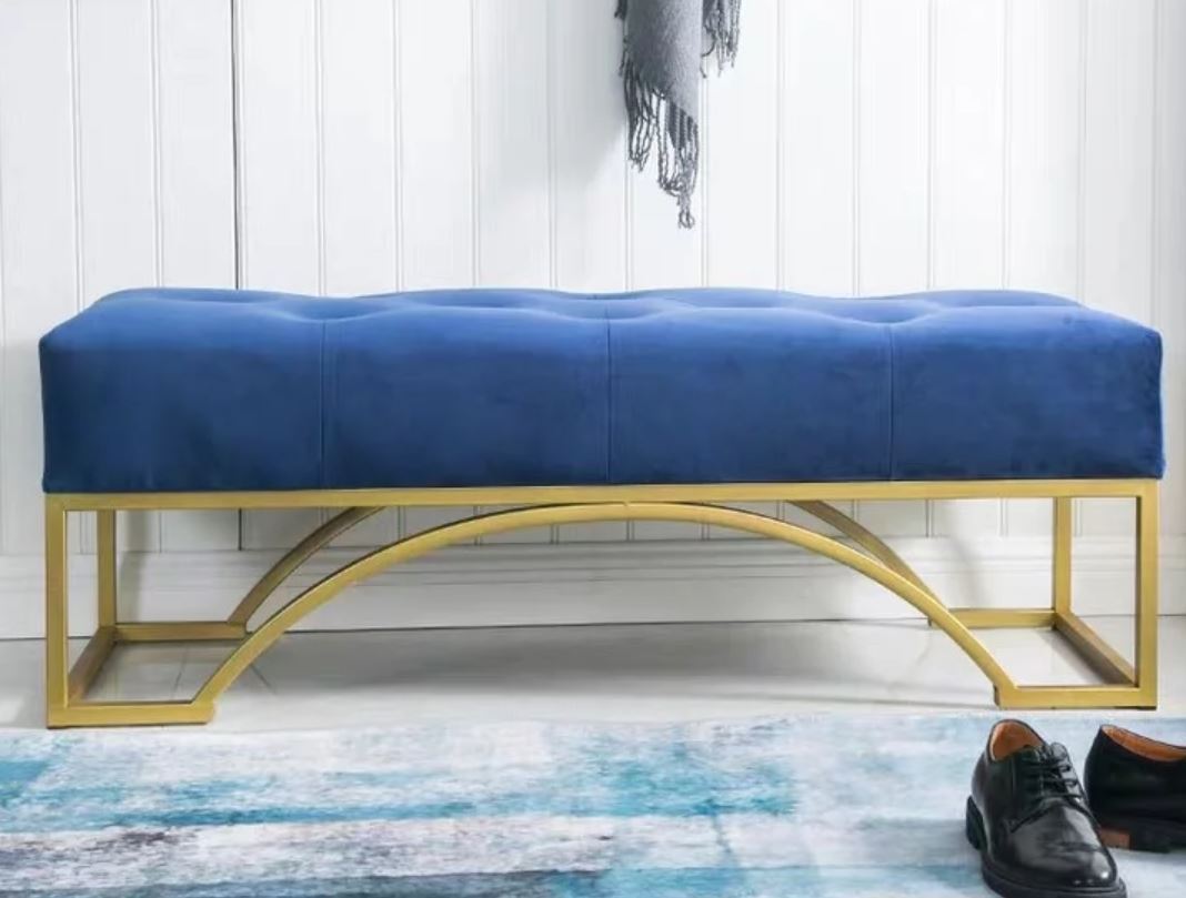 Banc ottoman victorien en velours HUGO