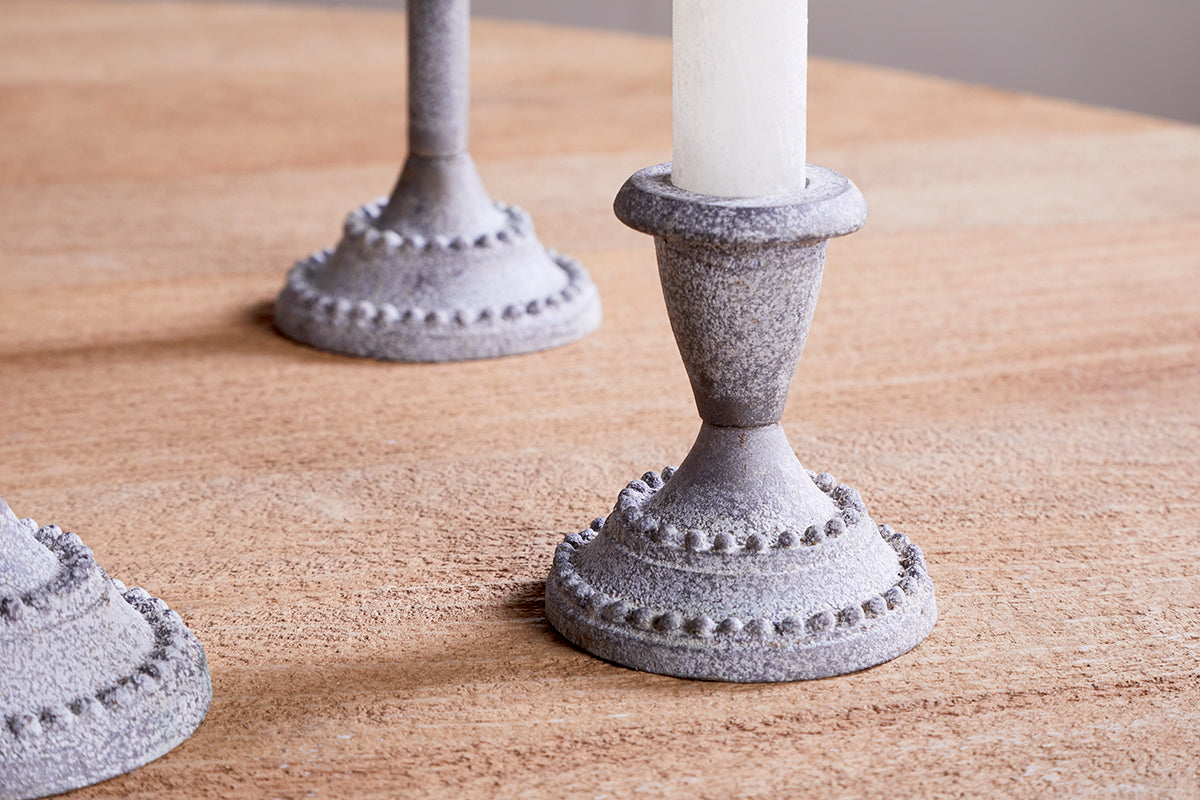 Bougeoirs Moremi - Zinc vieilli - (Lot de 3)