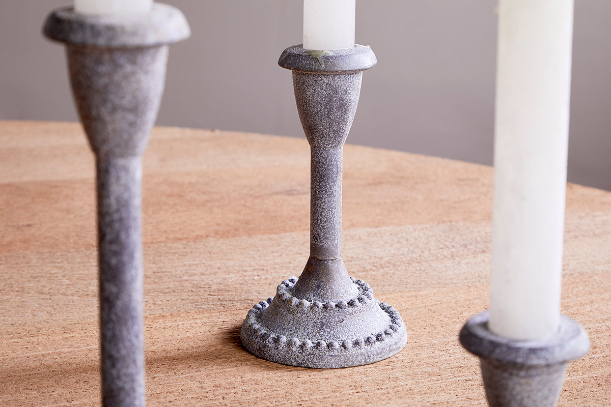 Bougeoirs Moremi - Zinc vieilli - (Lot de 3)