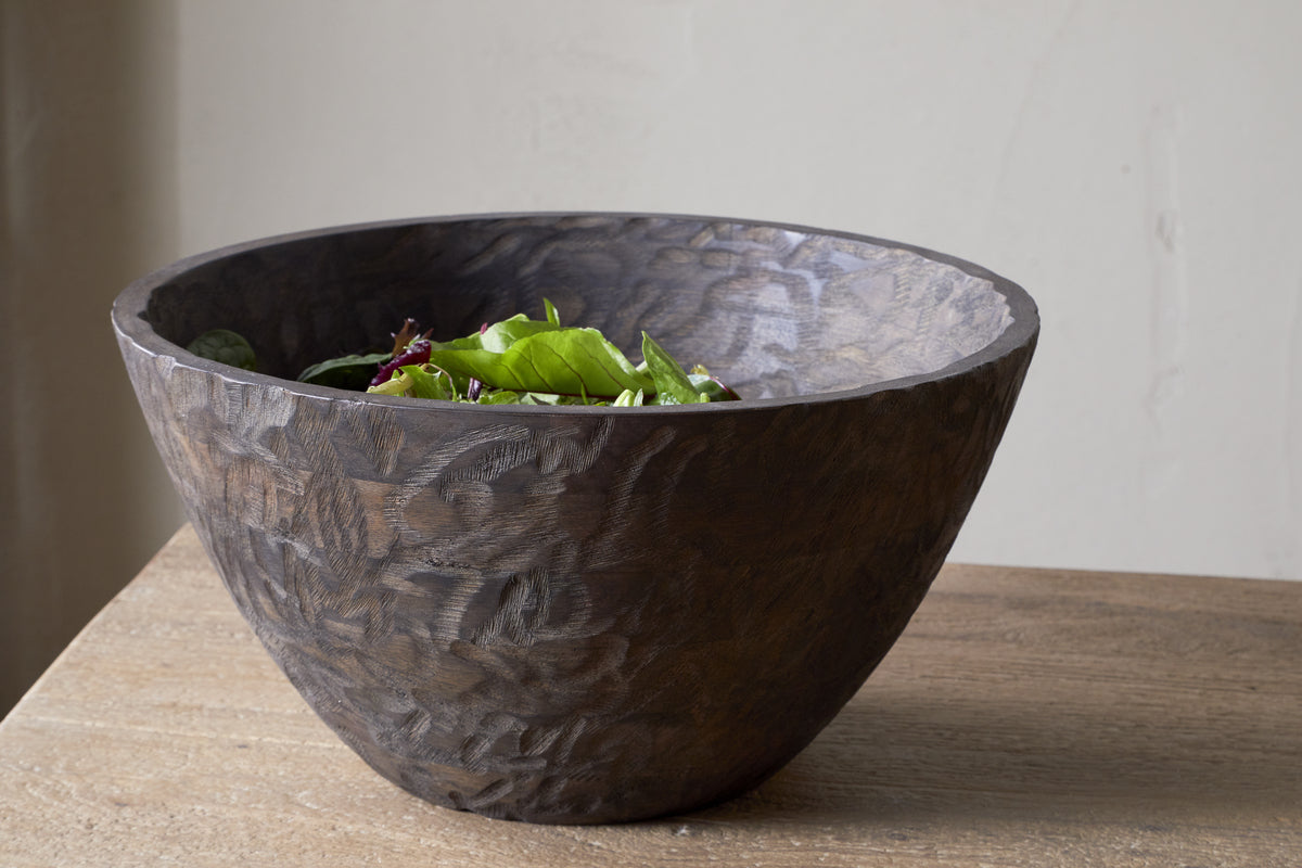 Bol de service en bois Nyati - Marron foncé - Grand