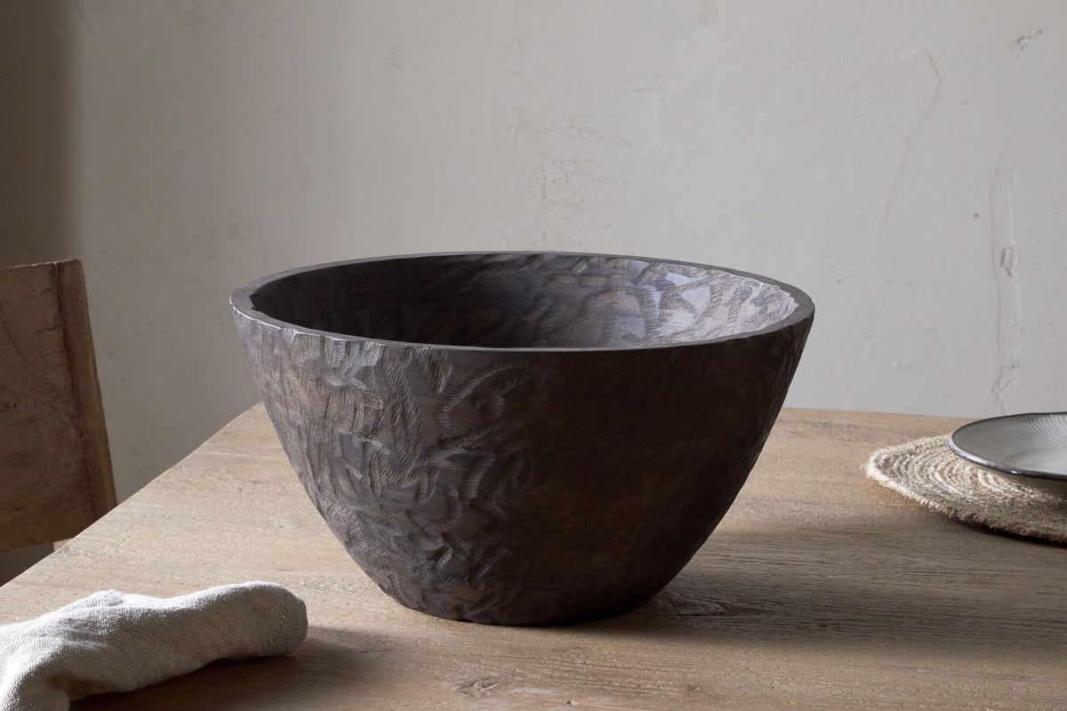 Bol de service en bois Nyati - Marron foncé - Grand