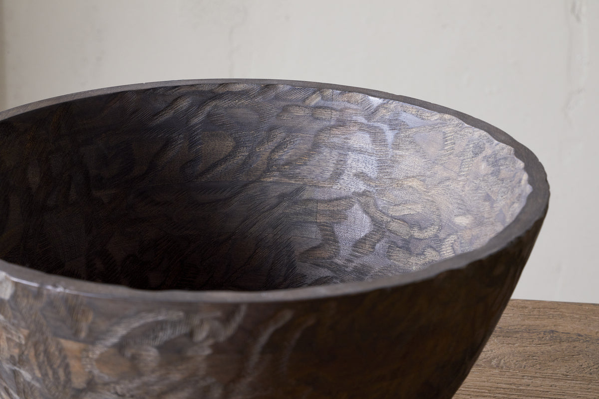 Bol de service en bois Nyati - Marron foncé - Grand