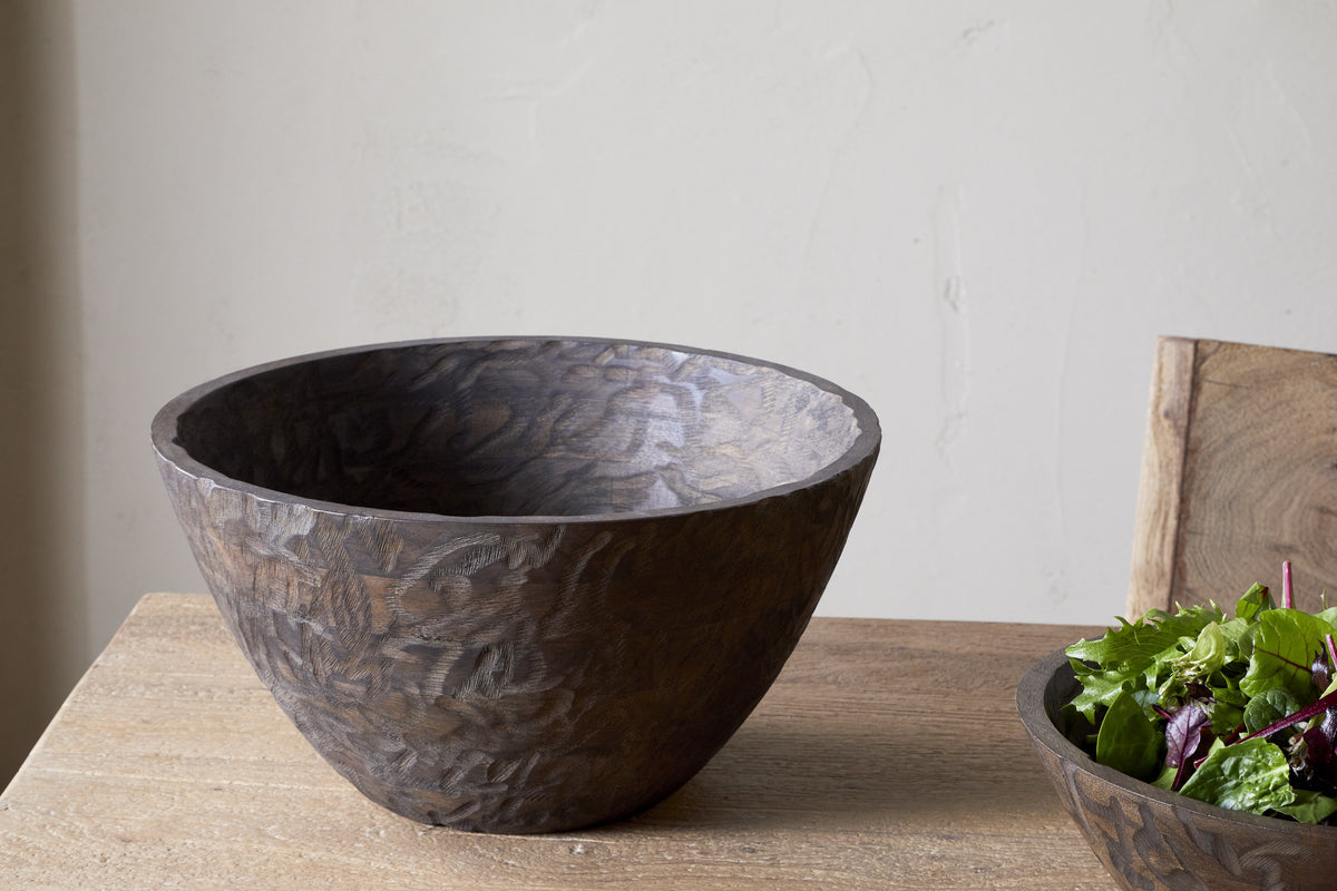 Bol de service en bois Nyati - Marron foncé - Grand