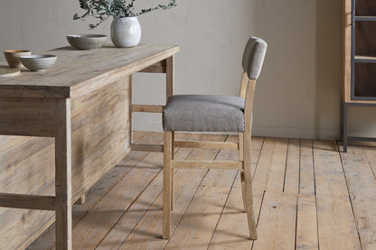 Chaise de comptoir rembourrée en lin Nadeeka - Gris clair