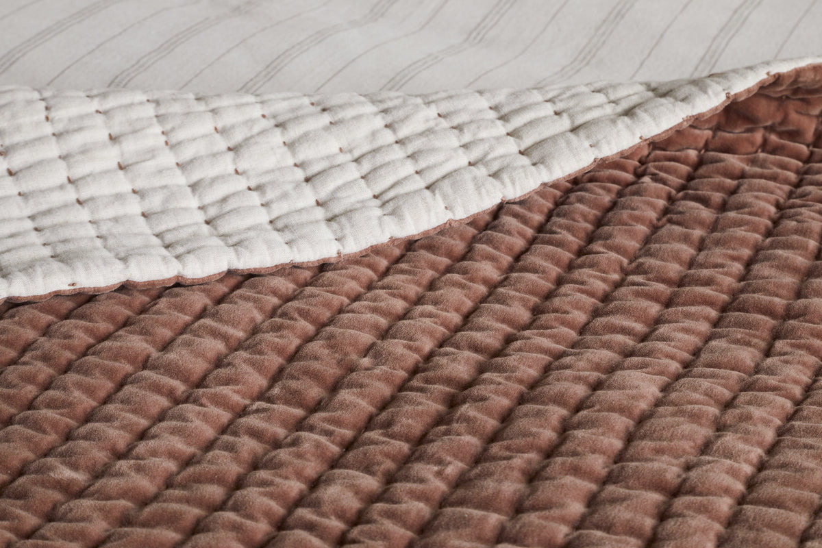 Couette Nidra en velours et lin - Rouille