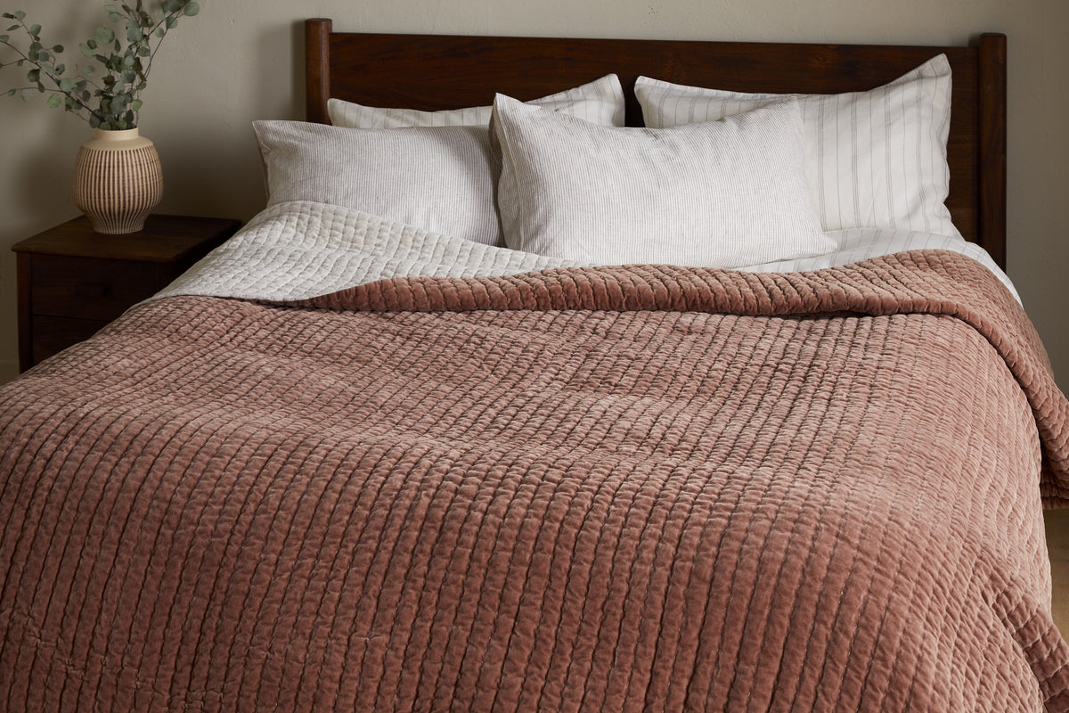 Couette Nidra en velours et lin - Rouille