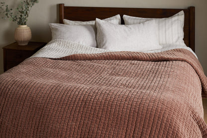 Couette Nidra en velours et lin - Rouille