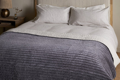 Couette Nidra en velours et lin - Anthracite