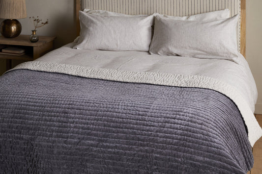 Couette Nidra en velours et lin - Anthracite