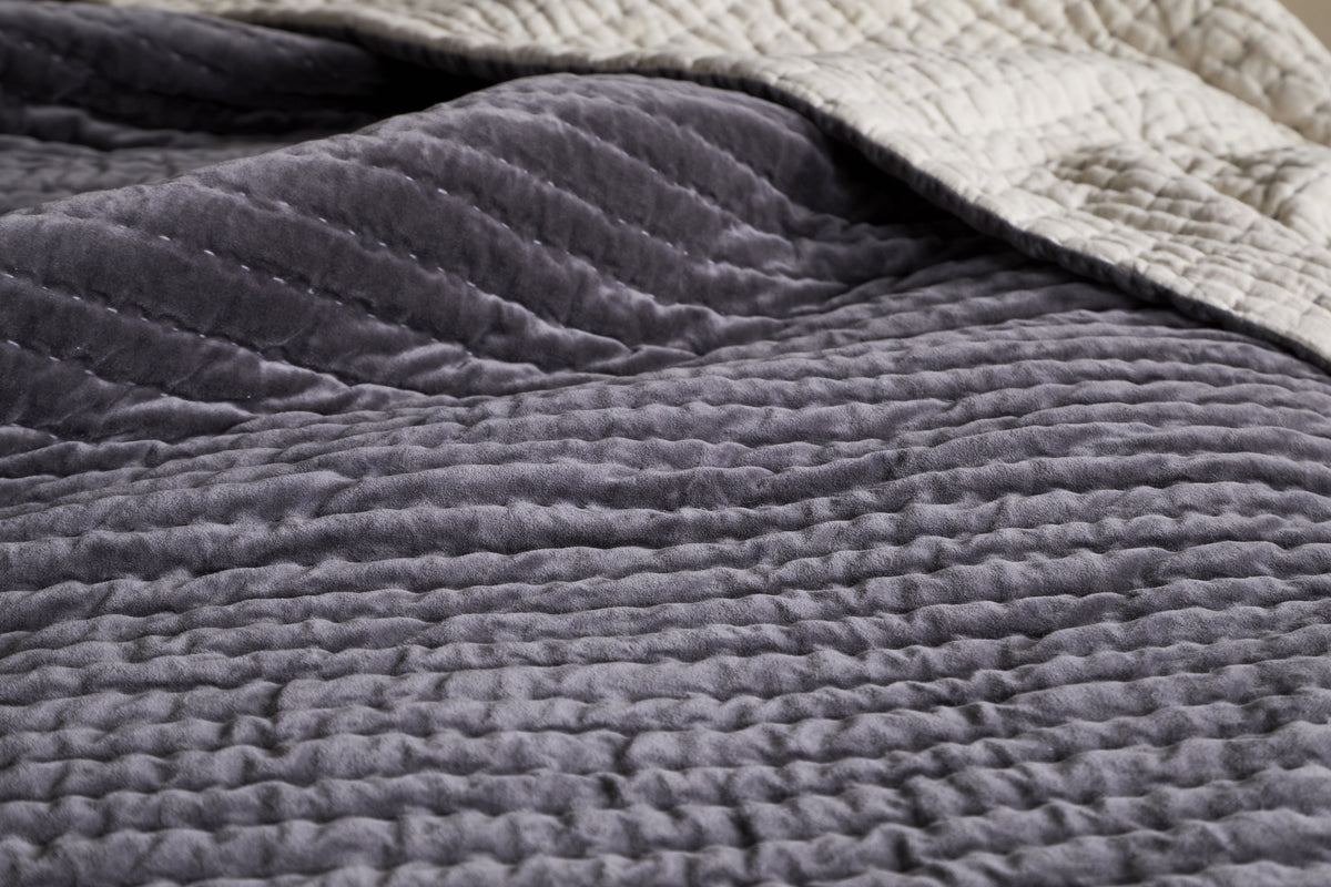 Couette Nidra en velours et lin - Anthracite