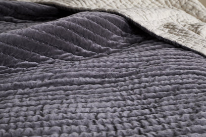 Couette Nidra en velours et lin - Anthracite