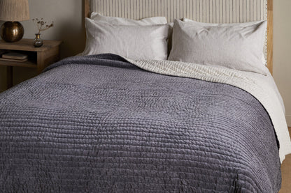 Couette Nidra en velours et lin - Anthracite