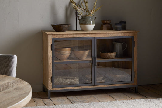 Buffet Nirvi en bois de manguier et fer - Noir