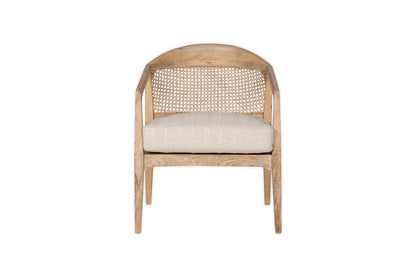 Chaise d'appoint en bois de manguier et canne Nabhi - Naturel