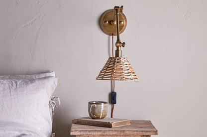 Applique murale en rotin Noko - Laiton naturel et antique