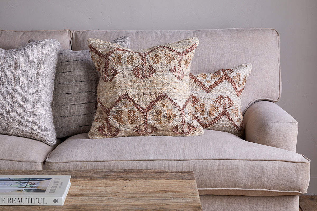 Housse de Coussin Nuvali en Coton et Jute - Rouille