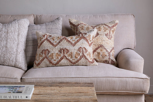 Housse de Coussin Nuvali en Coton et Jute - Rouille