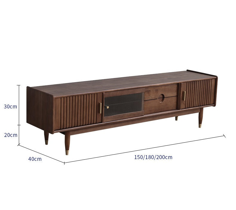 Meuble TV console en bois massif Adrianna HYATT (3 tailles, 4 couleurs)