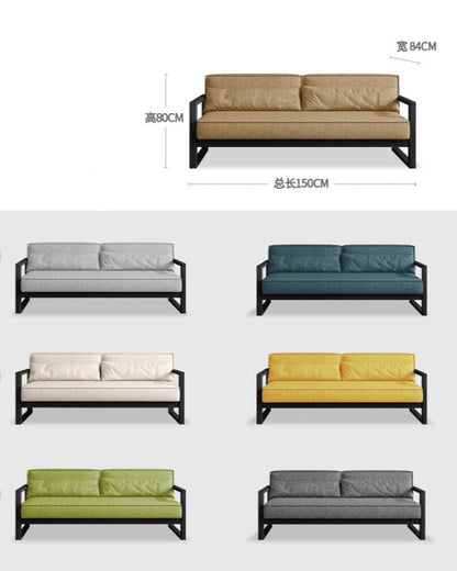 Canapé scandinave CHLOE en bois dur américain de style japonais (choix de 5 tailles, 7 couleurs de tissu, structure noyer, naturel, noir)