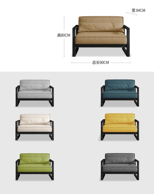 Canapé scandinave CHLOE en bois dur américain de style japonais (choix de 5 tailles, 7 couleurs de tissu, structure noyer, naturel, noir)