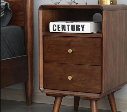 Table de chevet nordique en bois massif JAMES, style chambre à coucher, 35 cm 