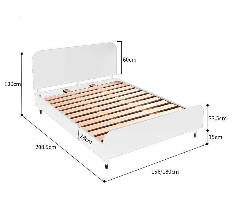 Lit Anastasia HYATT scandinave nordique en bois massif pur pour chambre à coucher (2 tailles, 4 couleurs)