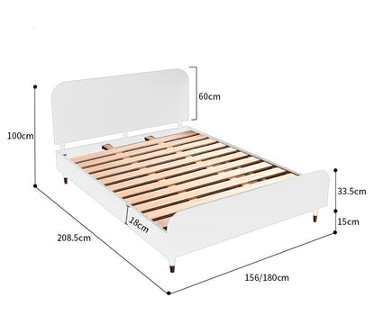 Lit Anastasia HYATT scandinave nordique en bois massif pur pour chambre à coucher (2 tailles, 4 couleurs)