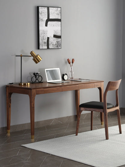 ALIVIA RITZ Table console de bureau moderne en bois massif Naturel / Noyer
