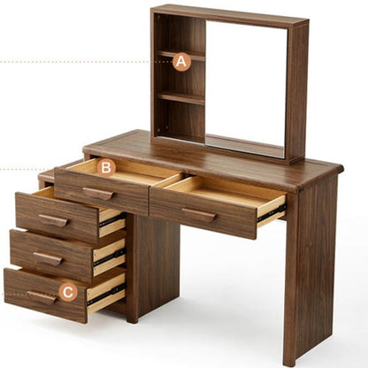 Coiffeuse en bois massif Carlie EMBASSY, meuble de rangement, miroir de courtoisie