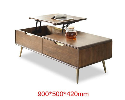 Table basse relevable en bois massif Liam moderne et minimaliste 