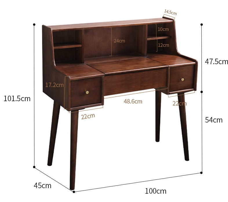 ISABEL TOKYO Commode Coiffeuse Miroir Japonais Scandinave (Couleur Noyer, Noir Blanc, Gris)