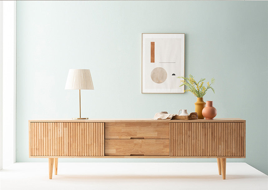 Meuble TV Catherine MARRIOTT en bois massif scandinave (couleur noyer, naturel)
