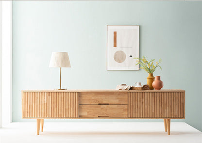 Meuble TV Catherine MARRIOTT en bois massif scandinave (couleur noyer, naturel)