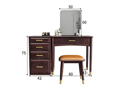 Coiffeuse CARLY Embassy en bois de santal massif avec miroir et meuble de rangement
