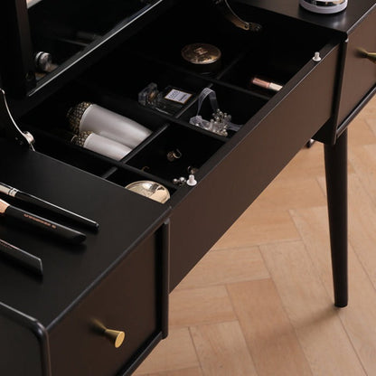 ISABEL TOKYO Commode Coiffeuse Miroir Japonais Scandinave (Couleur Noyer, Noir Blanc, Gris)